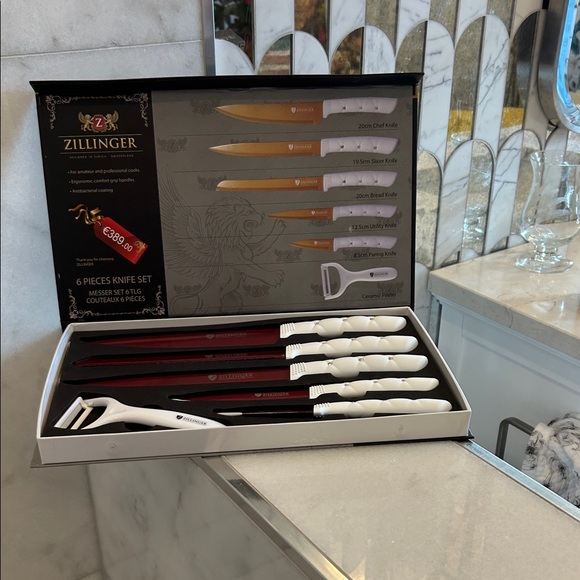 White and Gold 6-Piece Knife Set